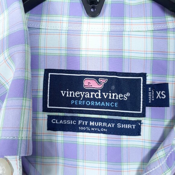 Vineyard Vines Mens Murray Shirt XS Button Down Purple Plaid 424 - Picture 3 of 5